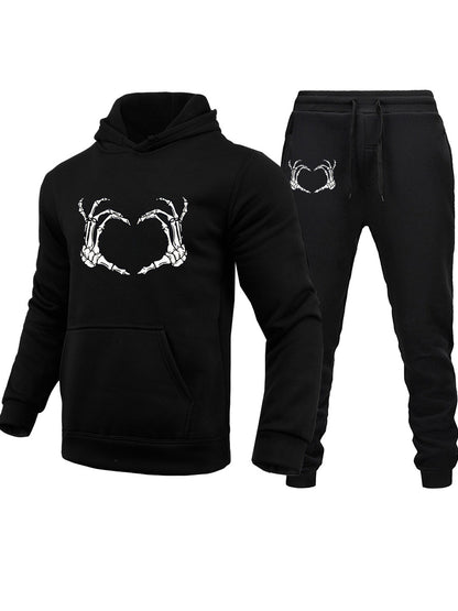 Women's hoodie and jogger pants set with spooky skeleton pattern Chic and Style