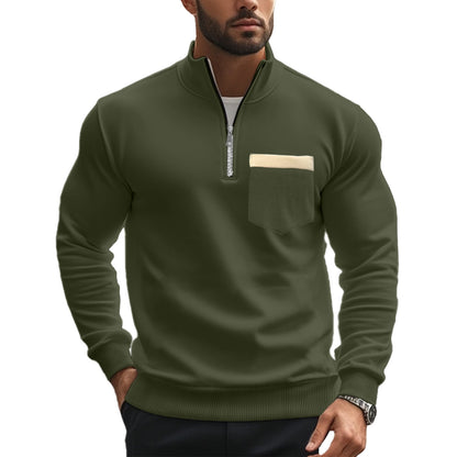 Sweatshirt pour hommes avec col montant et fermeture éclair intégrale Chic und Stil