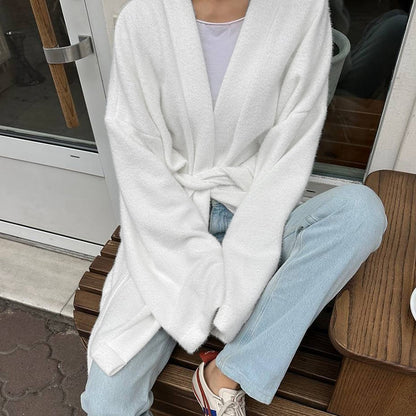 Dames Cardigan douillet avec manches larges et ceinture à nouer Chic und Stil