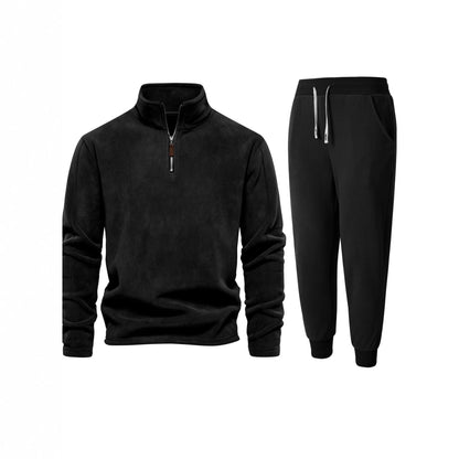 Men's fleece top with short zipper and comfortable jogger pants Chic and Style