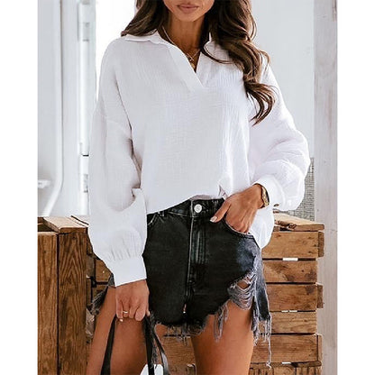 Blouse décontractée femme avec décolleté en V et manches raglan Chic und Stil