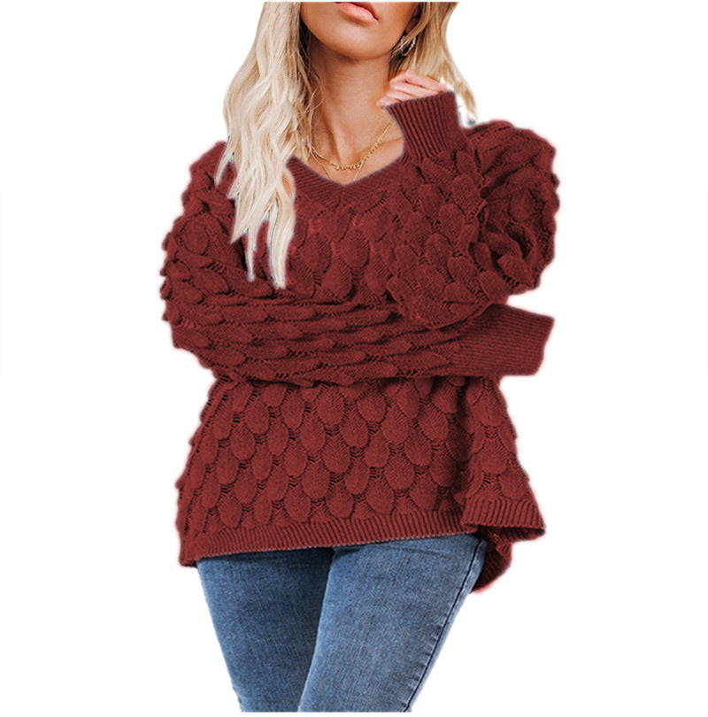 Pull en tricot pour femmes avec design en nid d'abeille texturé Chic und Stil