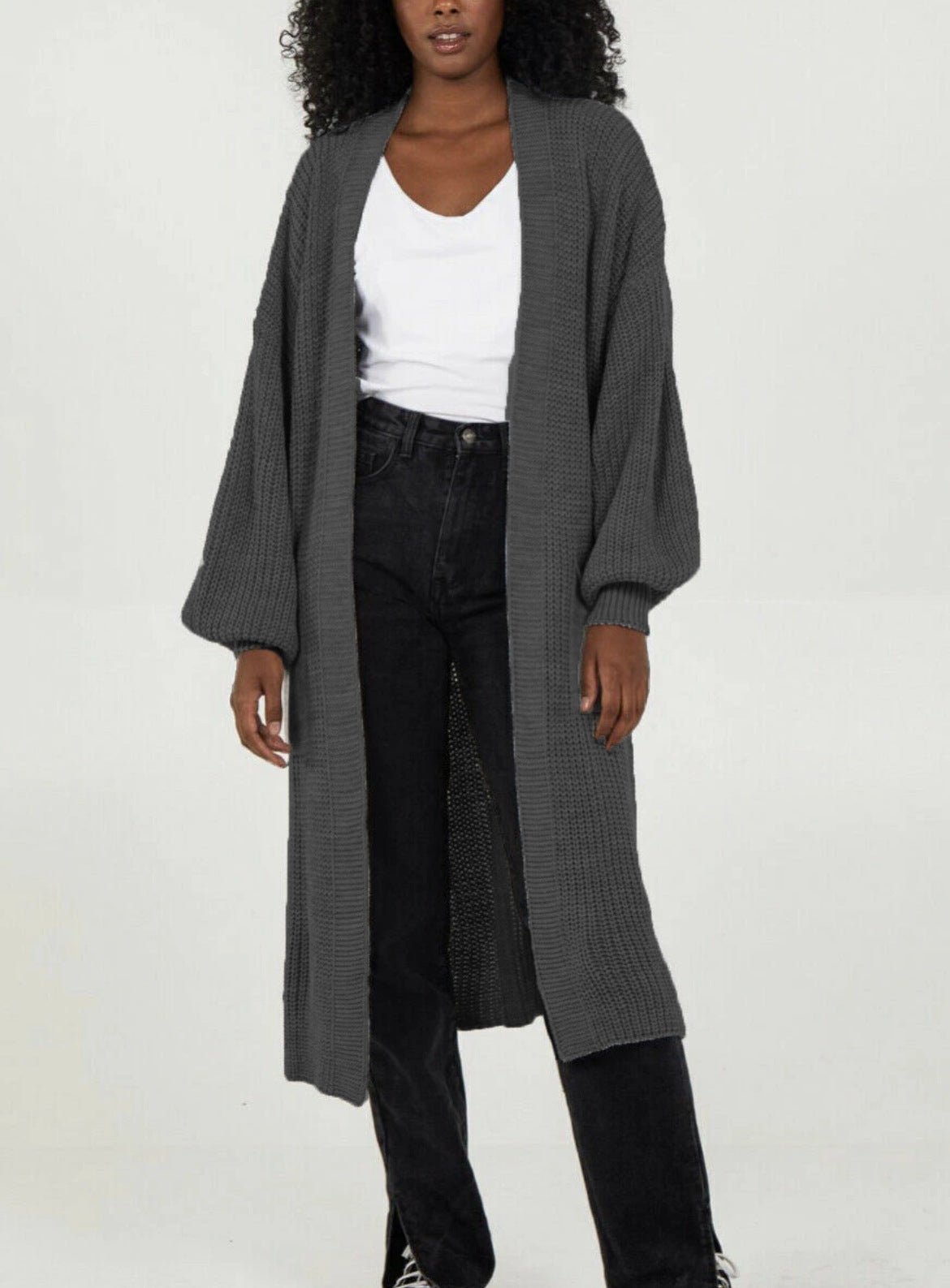 Cardigan en tricot grande taille pour femmes avec des manches volumineuses et une ouverture sur le devant Chic und Still