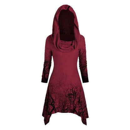 Robe à capuche pour femmes avec design graphique d'arbre Chic und Stil