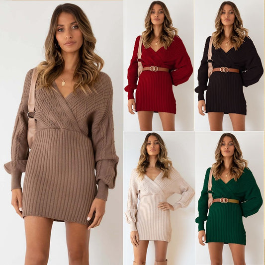 Robe pull pour femmes avec décolleté en V profond et motif en maille structuré Chic und Stil