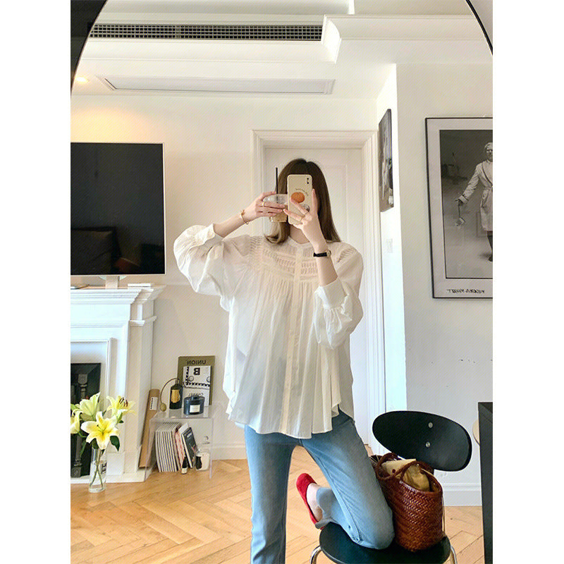 Blouse à boutons brodée pour femmes Chic und Stil