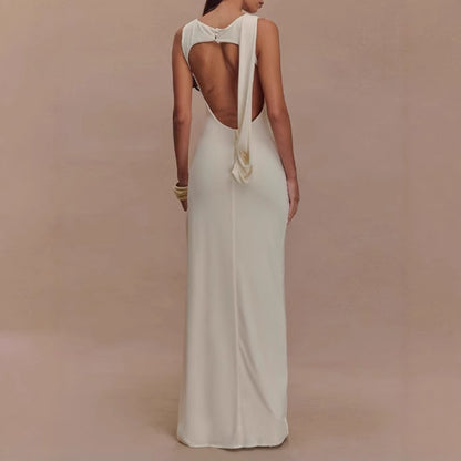 Femmes Robe maxi élégante avec haut drapé et fente latérale Chic und Stil