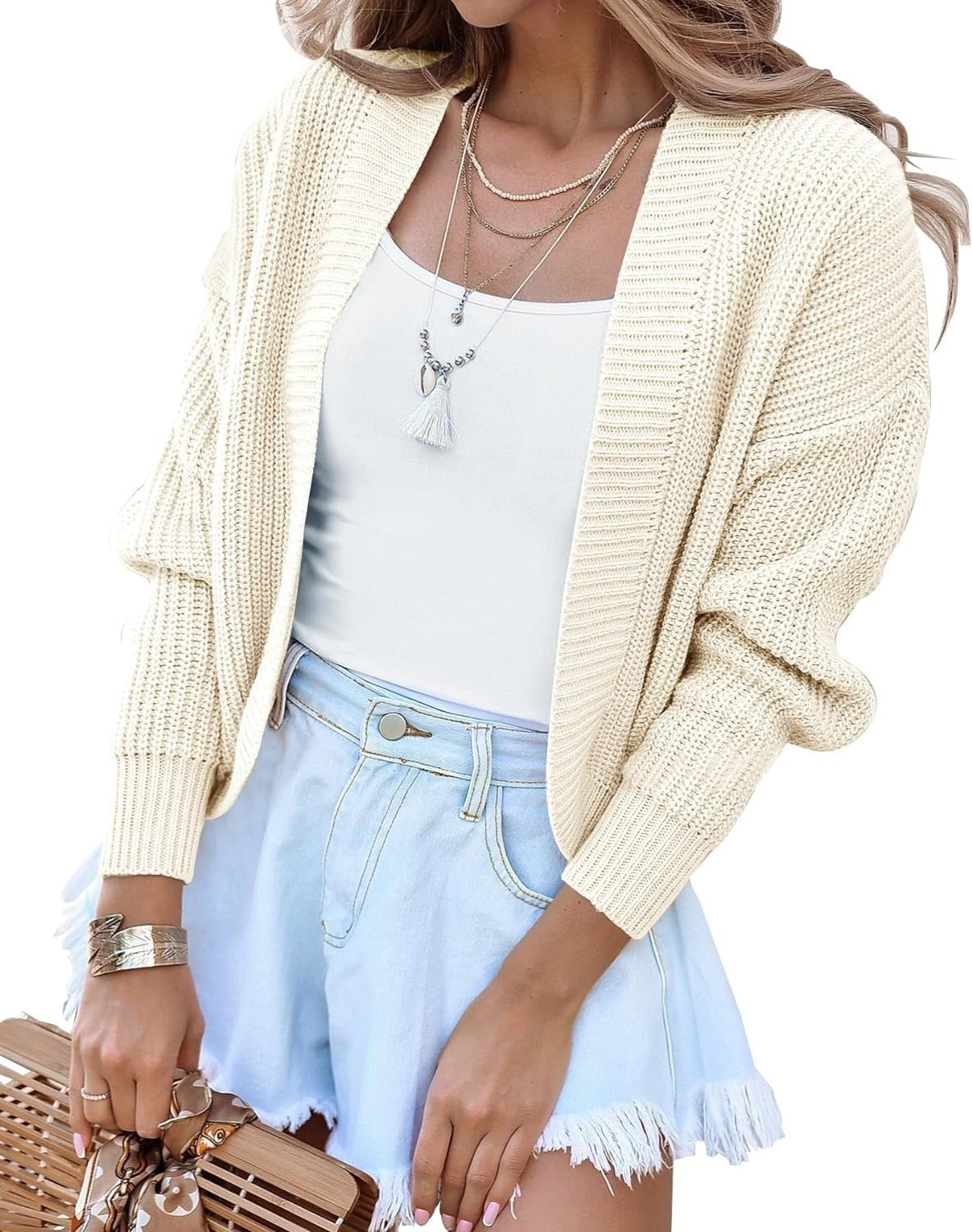 Dames gros pull over cardigan avec manches larges et devant ouvert Chic und Stil
