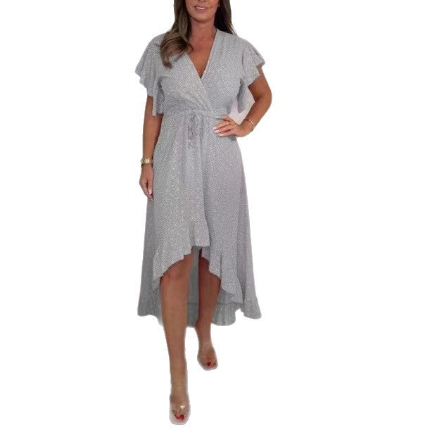 Robe à volants wrap asymétrique pour femme Chic und Stil
