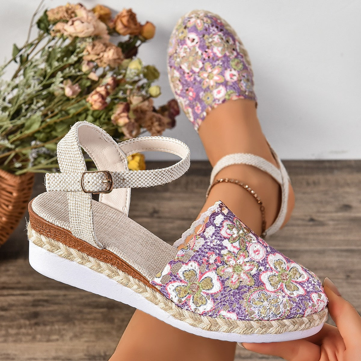 Dames espadrilles avec un design en crochet élégant et une semelle confortable Chic und Stil