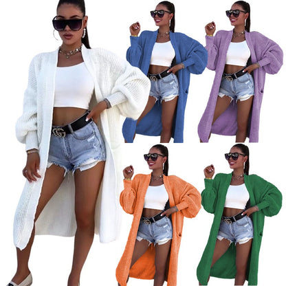 Dames carte tricot décontractée avec décolleté en V profond et poches généreuses Chic und Stil