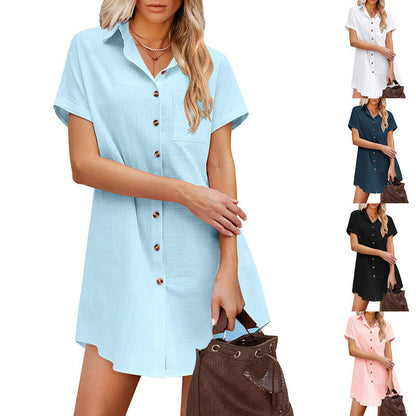 Robe chemise pour femmes avec col tendance et fermeture à boutons pratique Chic und Stil
