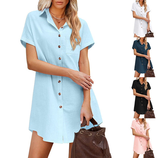 Robe chemise pour femmes avec col tendance et fermeture à boutons pratique Chic und Stil