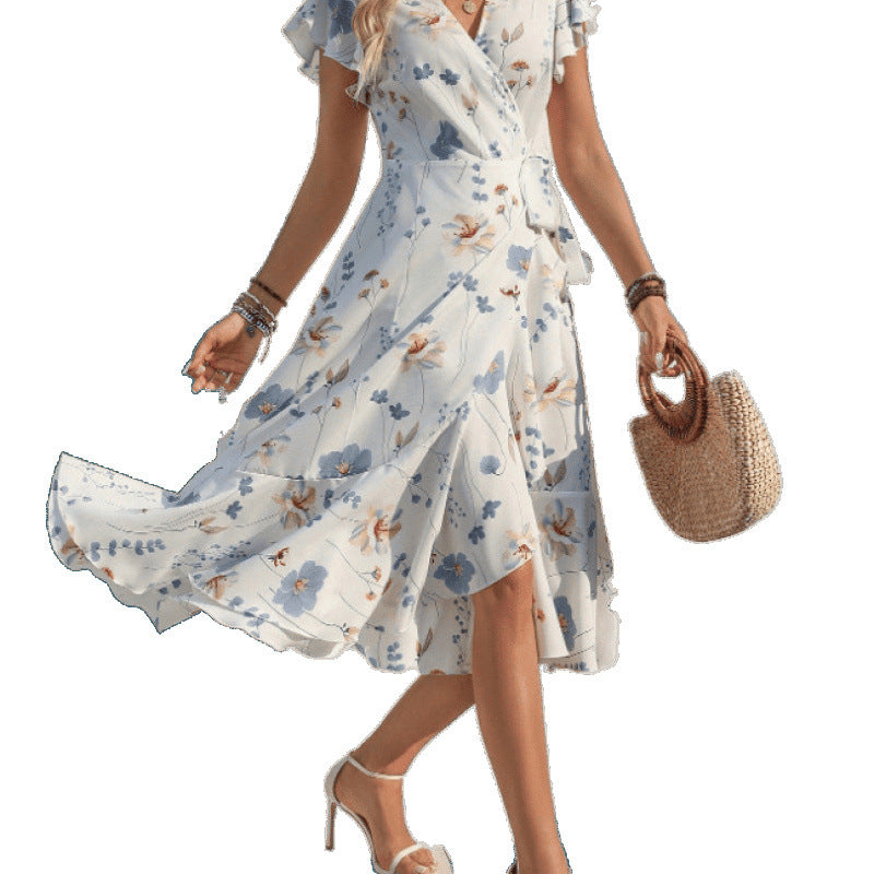 Robe Maxi Wrap Fleurie Femme Chic und Stil 1751425829