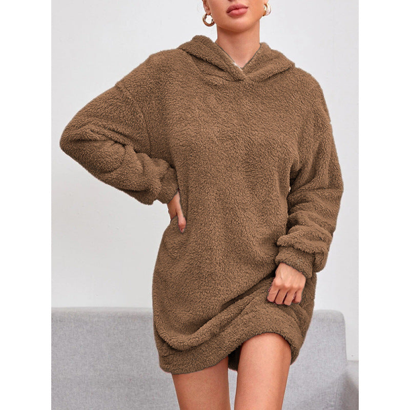 Robe à capuche oversize douillette pour femmes en doux polaire Chic und Stil