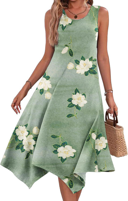 Robe chemise d'été pour femmes avec ourlet asymétrique et motif accrocheur Chic und Stil