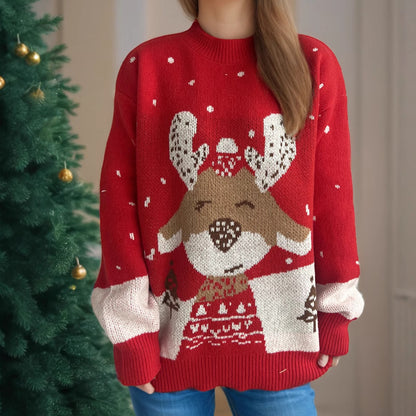 Pull femme avec motif de renne festif et design céleste Chic und Stil