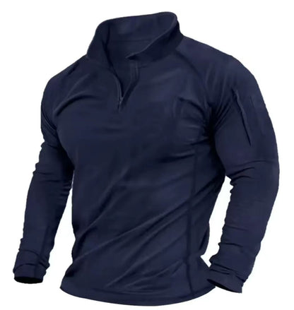 Functional T-shirt for men with high collar and half-zip Chic und Stil