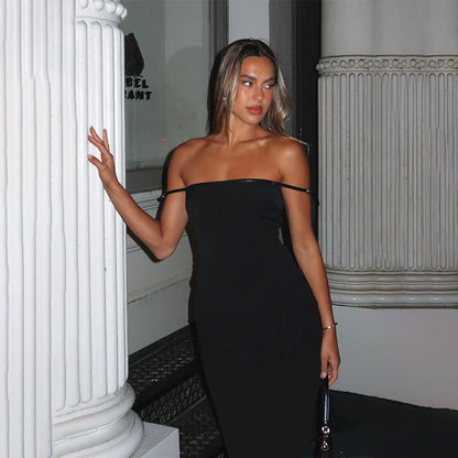 Robe midi élégante off-shoulder pour femmes Chic und Stil 1751515931