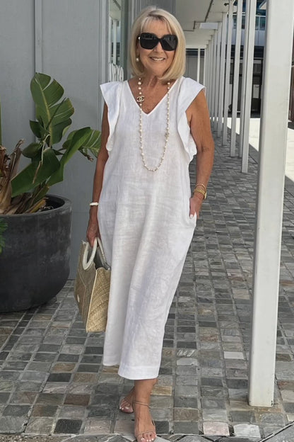 Robe maxi pour femme avec décolleté en V et manches raglan Chic und Stil