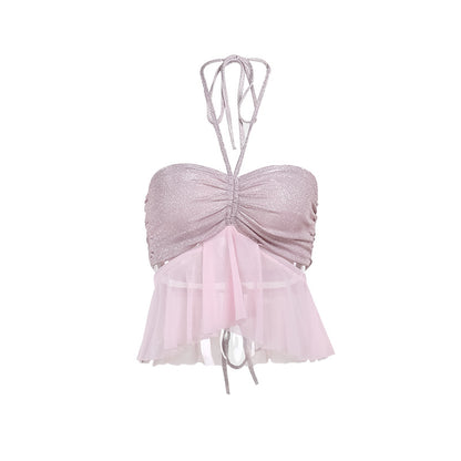 Dames Flirty Ruffles Décolleté Crop Top Chic und Stil