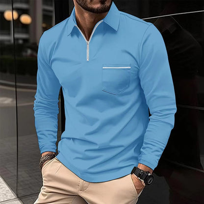 Chemise à manches longues pour hommes avec fermeture éclair et poche poitrine Chic und Stil