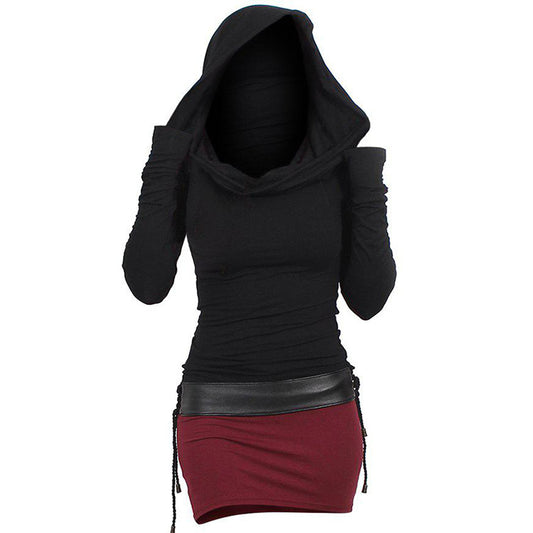 Robe hoodie pour femmes avec col enveloppant et coupe près du corps Chic und Stil