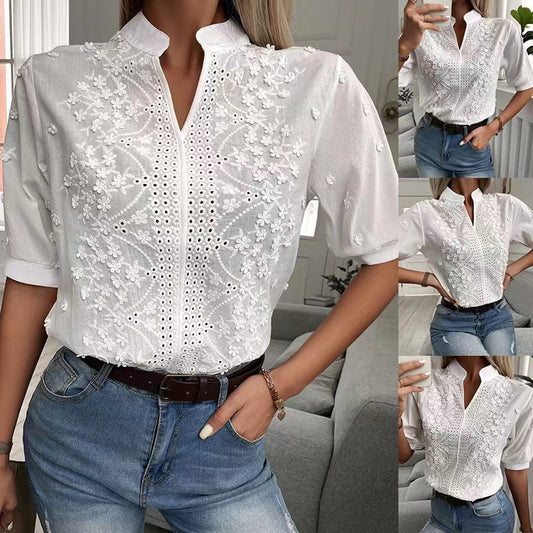 Blouse en coton brodée pour femmes Chic und Stil