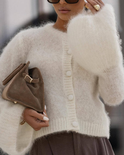 Cardigan pour femmes avec des manches volumineuses et un mélange doux de mohair et de laine Chic und Stil