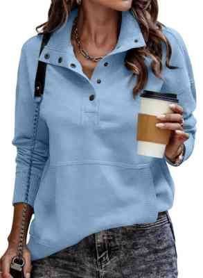Pull sportif pour femmes de style vintage avec col montant et boutons pression Chic und Stil