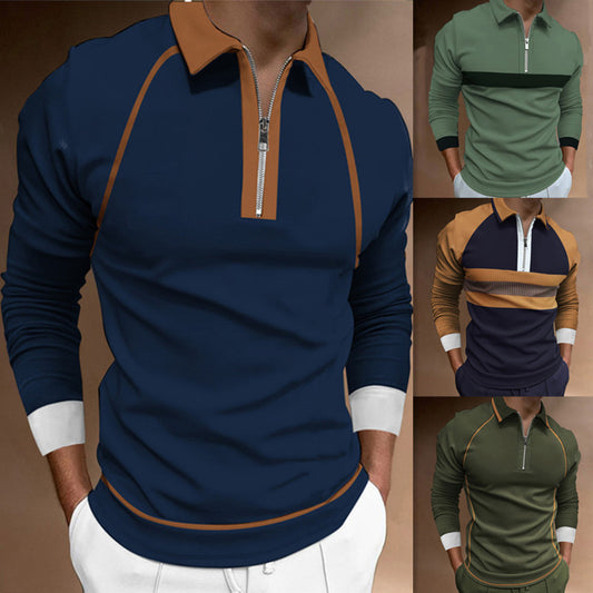 Chemise polo à manches longues pour hommes avec fermeture éclair moderne et accents sportifs Chic und Stil