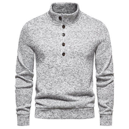 Pull homme confortable à manches longues avec patte de boutonnage et col montant Chic und Stil