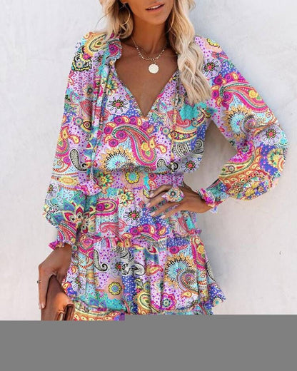 Women's Elegant Chic and Style Ruffled Floral Mini Dress