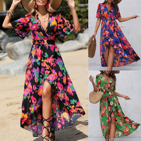 Women's Bohemian Floral Maxi Dress with Side Slit Chic und Stil