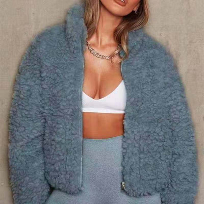 Dames Fluffy Fleece Veste Chic und Stil