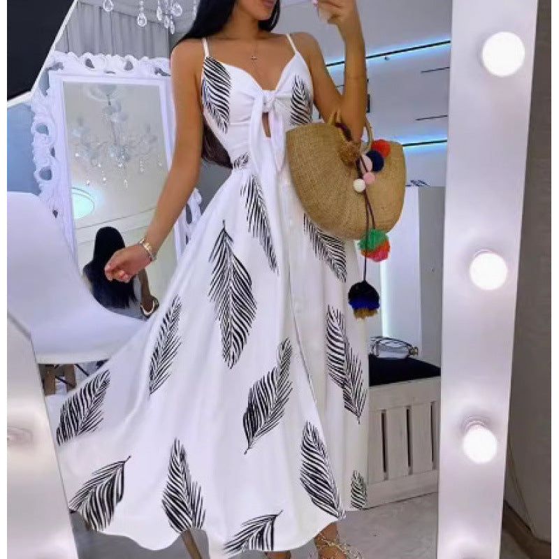 Robe maxi inspirée Boho pour femmes avec détail noué Chic und Stil