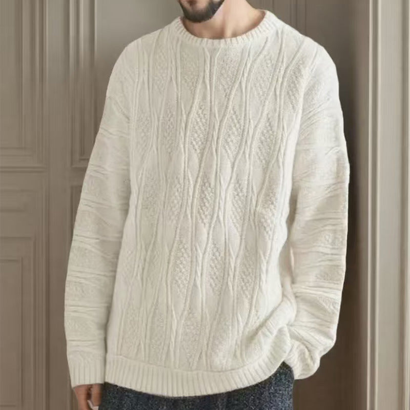 Pull à grosse maille pour femmes avec un motif alvéolé unique et un col haut Chic und Stil