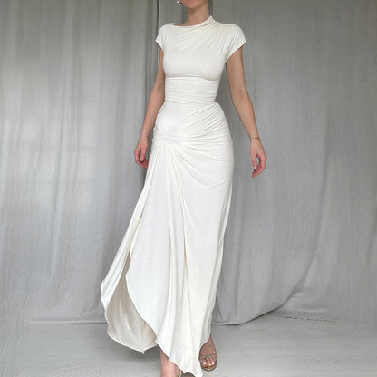 Dames Élégante Robe Maxi Volants Chic und Stil