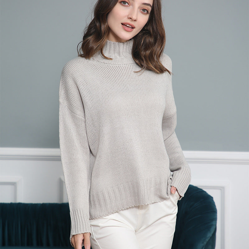 Femme pull en knit à col montant avec design structuré Chic und Stil