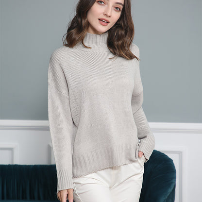 Femme pull en knit à col montant avec design structuré Chic und Stil