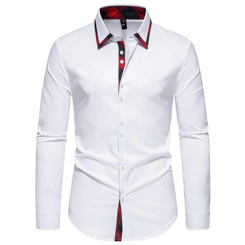 Chemise élégante à manches longues pour hommes avec détails de col à carreaux Chic und Stil