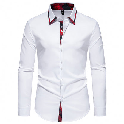 Chemise élégante à manches longues pour hommes avec détails de col à carreaux Chic und Stil