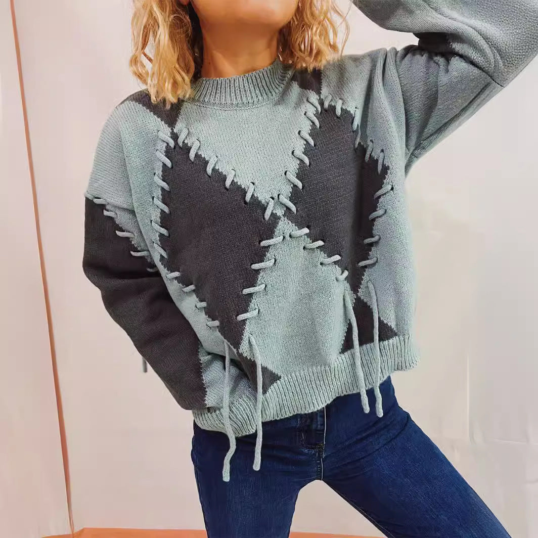 Pull en tricot confortable pour femmes avec un design accrocheur et des détails de lacets modernes Chic und Stil