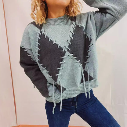 Pull en tricot confortable pour femmes avec un design accrocheur et des détails de lacets modernes Chic und Stil