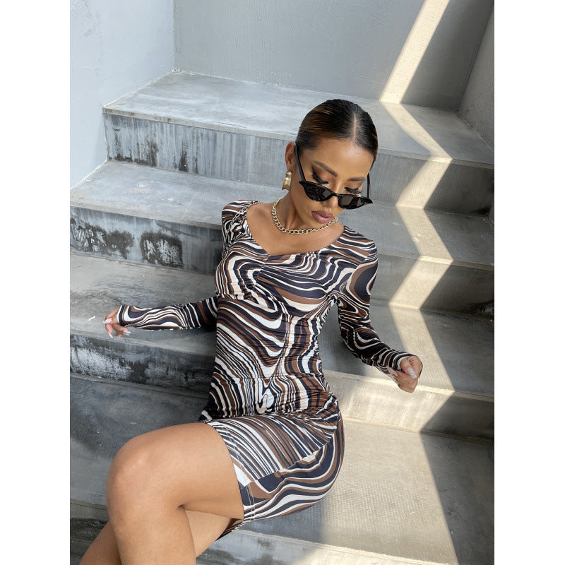 Robe Bodycon à imprimé abstrait pour femmes Chic und Stil