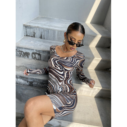 Robe Bodycon à imprimé abstrait pour femmes Chic und Stil