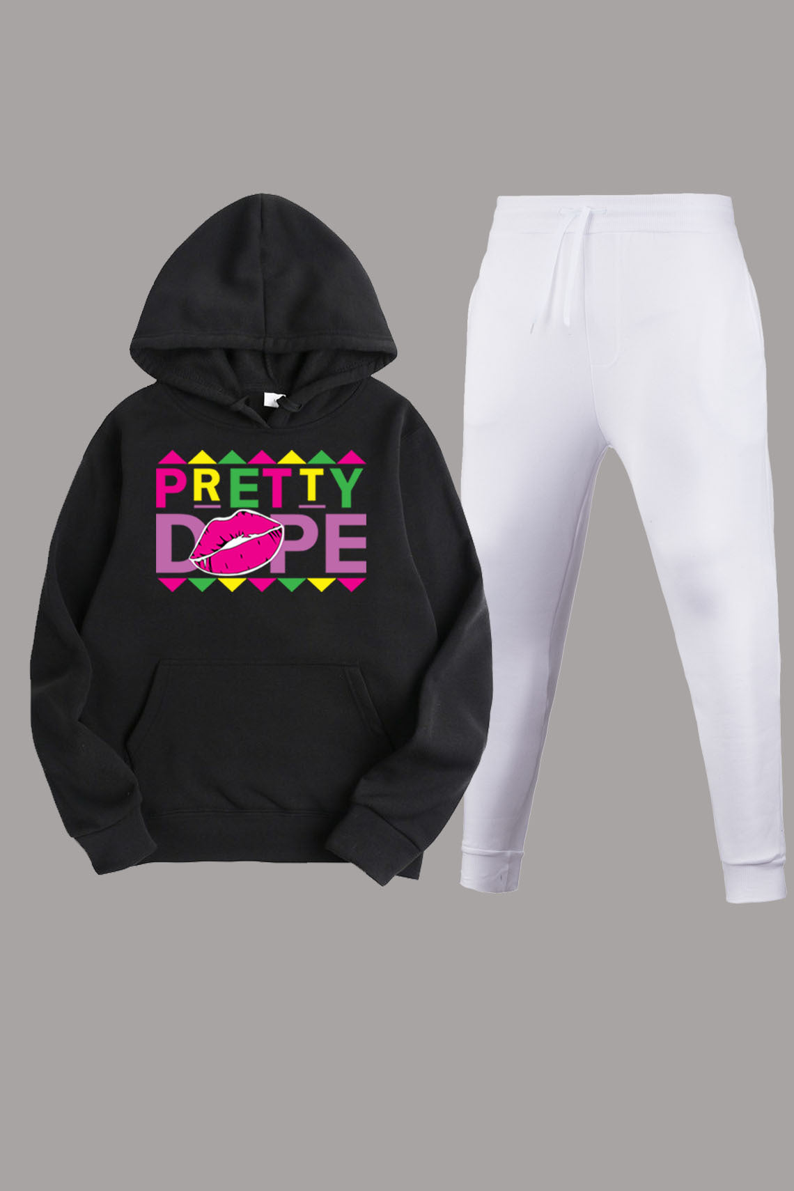 Sweatpants and hoodie set for women with modern graphics and creative print Chic and Style