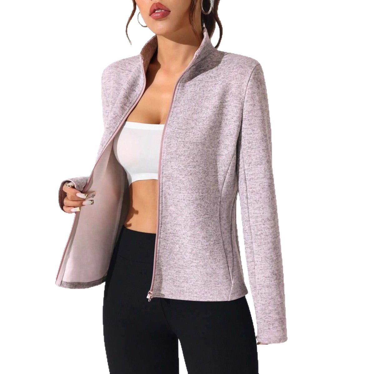 Functional fleece jacket for women with high collar and full zip Chic und Stil