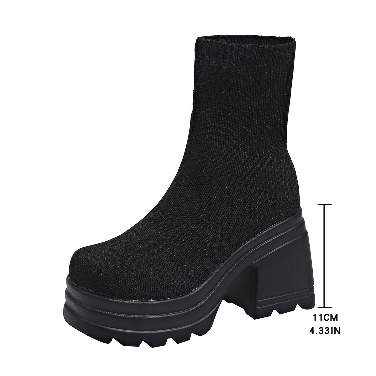 Bottes à talons hauts chunky pour femmes avec design en tricot flexible Chic und Stil