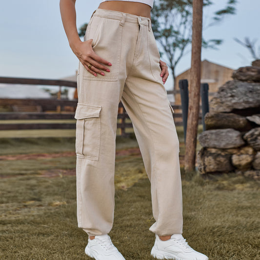 Women's cargo pants with side pockets and high waist Chic und Stil